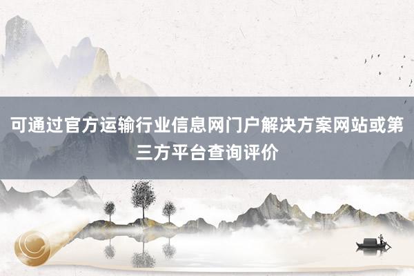 可通过官方运输行业信息网门户解决方案网站或第三方平台查询评价